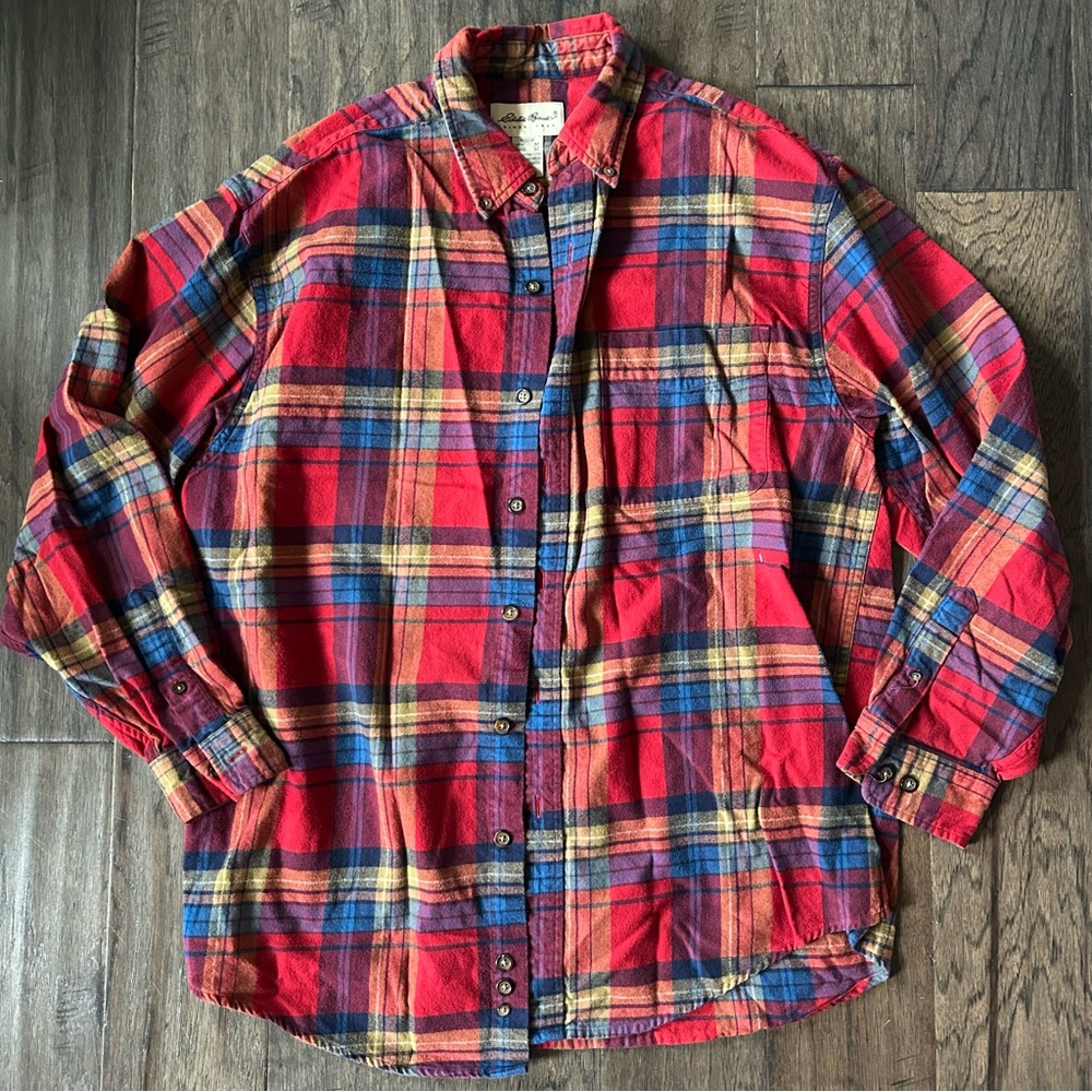 Vintage Eddie Bauer Red Plaid Flannel Shirt Unisex Mens M